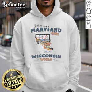 Alt Text: Maryland girl hoodie featuring a Wisconsin state map outline, perfect for showcasing state pride and style.