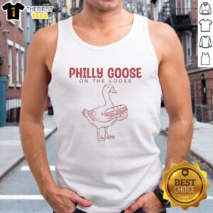 Alt Text: Top Philadelphia Goose on the Loose tank top featuring a playful goose graphic, perfect for Philly fans.
