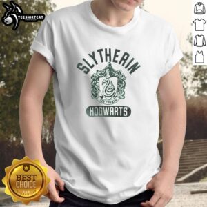 Good Slytherin Hogwarts Crest T-Shirt featuring the iconic green and silver emblem of Slytherin House.
