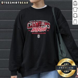2026 Arizona Wildcats Men's Basketball sweatshirt celebrating Big 12 Tournament Champions, featuring team colors and logo.