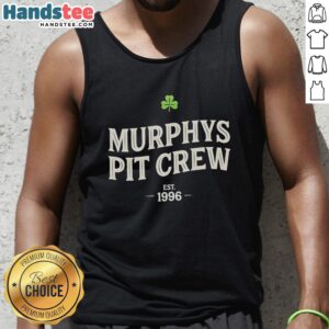 Nice Murphy's Pit Crew Est 1996 tank top featuring bold graphic design, perfect for motorsport enthusiasts and casual wear.