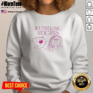 Cozy sweatshirt featuring cartoon characters from Wuthering Heights, perfect for fans of classic literature.