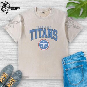Alt Text: Official Tennessee Titans Classic Logo Washed T-Shirt featuring a vintage design and comfortable fit for fans.