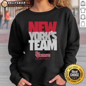 St. John's Red Storm sweatshirt featuring Original New York's Team text stack design, perfect for fans and comfort.