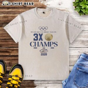 Men's ice hockey 2026 Olympic champions washed t-shirt featuring top USA Hockey design and vibrant graphics.