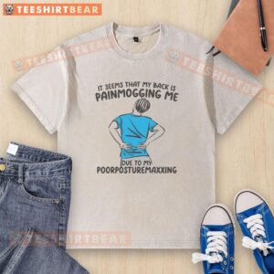 Funny t-shirt reading 'My Back Is Painmogging Me' featuring a humorous design for back pain relief enthusiasts.