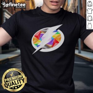 Premium Tampa Bay Lightning Pride Logo T-Shirt featuring vibrant colors and team emblem, perfect for fans celebrating inclusivity.
