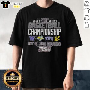 Premium NCAA Division I Women's Basketball Championship 2026 T-Shirt featuring teams from Washington, South Dakota, TCU, and UC San Diego.