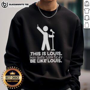 Awesome 'This Is Louis Gives Zero Fucks' sweatshirt featuring bold typography, perfect for casual, edgy fashion lovers.