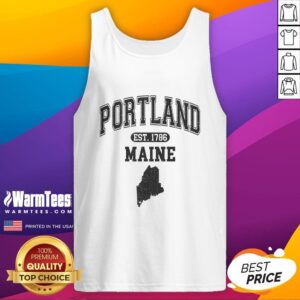 Good Portland Maine Est 1786 varsity tank top featuring a classic design, perfect for summer style and local pride.