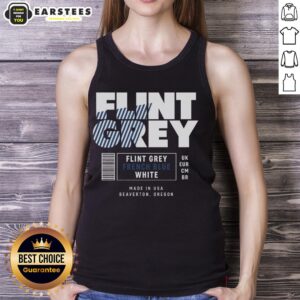 Good Flint Grey French Blue White Label Tank Top displayed on a mannequin, showcasing its stylish design and colors.