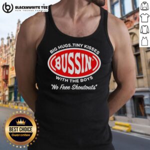 Good Bussin Big Hugs Tiny Kisses tank top logo design featuring a fun, playful graphic for casual wear with the boys.