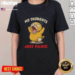 Pretty No Thoughts Just Panic Ladies Tee featuring a humorous graphic design for casual wear.