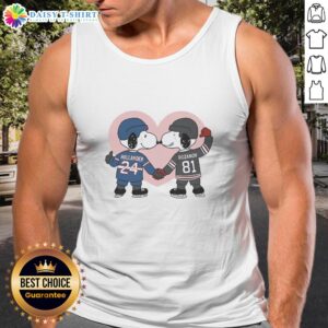 Nice Snoopy X Ilya Rozanov and Shane Hollander hockey romance tank top featuring playful Snoopy graphics and vibrant colors.