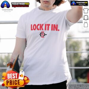 Funny San Diego State Aztecs 2026 Lock It In T-Shirt featuring a playful design perfect for fans and supporters.