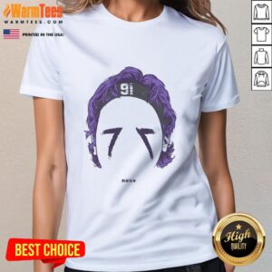 Alt Text: Premium Trey Hendrickson Baltimore Blank Face Ladies Tee featuring a stylish design for fans and casual wear.