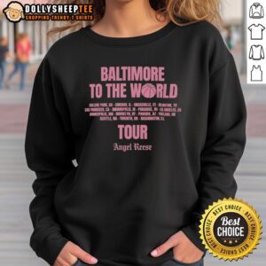 Angel Reese Chicago Sky Baltimore To The World Tour sweatshirt featuring vibrant colors and stylish design for fans.