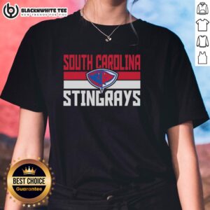 Nice South Carolina Stingrays logo on a stylish ladies tee, perfect for fans of the hockey team.