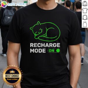 Official Neon Cat Recharge Mode On T-Shirt featuring vibrant neon graphics and playful design for cat lovers.