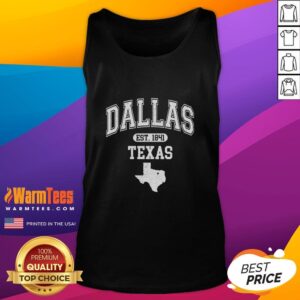 Official Dallas Texas Est 1841 Varsity Tank Top showcasing a stylish design perfect for casual wear in Texas.