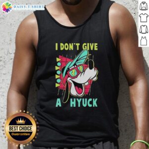 Alt Text: Retro 90s tank top featuring Goofy with I Don't Give A Hyuck slogan, perfect for nostalgic Disney fans.