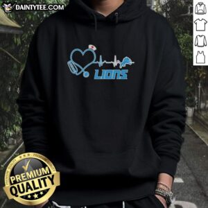 Nice Detroit Lions Nurse Lover Heartbeat Baseball Hoodie featuring a stylish design for passionate fans and nurses.