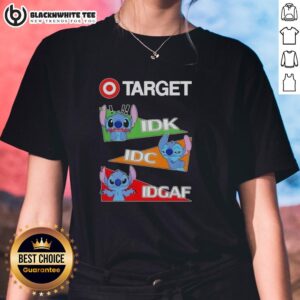 Top Stitch X Target ladies tee with 'I Don't Know, I Don't Care, I DGAF' graphic design, perfect for casual wear.