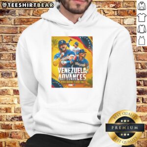 Team Venezuela celebrates victory in the 2026 World Baseball Classic, defeating Team USA, wearing championship hoodies.
