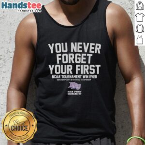 Nice High Point Panthers men's basketball tank top celebrating first NCAA tournament win, featuring team logo and vibrant design.