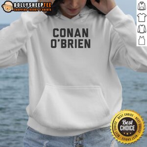 Official Conan O'Brien hoodie featuring vibrant colors and logo, perfect for fans of the late-night talk show host.