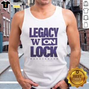 Premium Washington Huskies NCAA 2026 Legacy On Lock On Tank Top in purple, featuring team logo and stylish design.