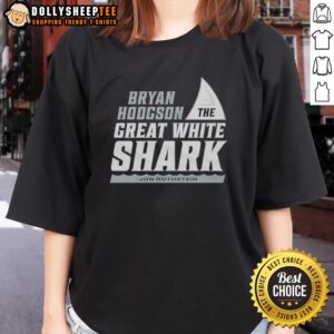 Official Jon Rothstein Bryan Hodgson Great White Shark Ladies Tee featuring a stylish design for women fans.