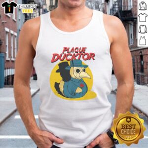 Top-The-Plague-Ducktor-Tank-Top featuring a quirky duck design, perfect for casual summer outfits and fan merchandise.