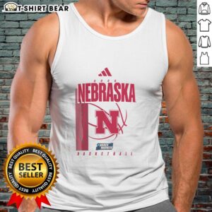 Awesome Nebraska Huskers March Madness tank top featuring bold team colors and logo, perfect for game day wear.