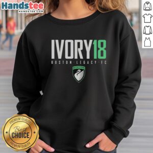 Official Ivory 18 Laurel Ivory Boston Legacy FC logo sweatshirt featuring a stylish design for fans.