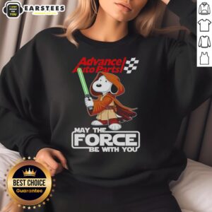Cute Snoopy sweatshirt from Advance Auto Parts featuring 'May the Force Be With You' design for fans and collectors.
