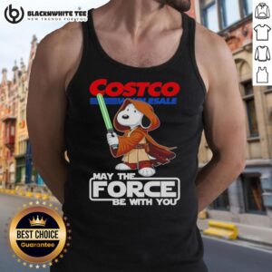 Alt Text: Pretty Snoopy Costco Wholesale tank top with 'May The Force Be With You' design, perfect for casual summer wear.