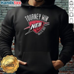 Nice Tourney Win Neb March 19 2025 logo hoodie showcasing vibrant design and sporty style for fans.