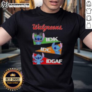 Alt Text: Top Stitch X Walgreens Mood 'Idk I Don't Care Idc Idgaf' T-Shirt featuring bold text design on a casual tee.