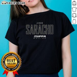 Original Jesus Saracho Zuffa Boxing Elite Ladies Tee featuring a stylish design for boxing enthusiasts.