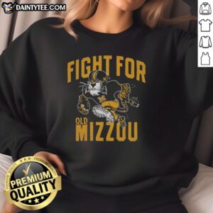 Vintage 'Good Fight for Old Mizzou' sweatshirt showcasing classic college spirit and nostalgia for Mizzou fans.