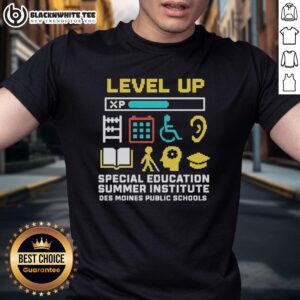 Alt Text: Good Level Up Special Education Summer Institute T-Shirt from Des Moines Public Schools, featuring vibrant design.