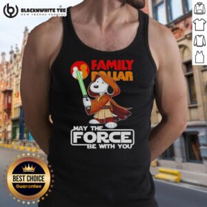 Pretty Snoopy Family Dollar tank top featuring 'May the Force Be With You' design, perfect for casual wear.