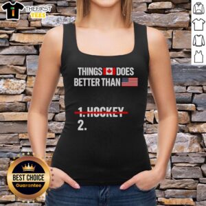 Premium Patriotic American tank top featuring a funny Canada quote with sarcastic USA humor, perfect for casual wear.