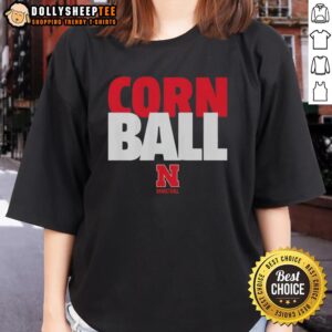 Official Corn Ball 2026 Nebraska Cornhuskers basketball ladies tee featuring team colors and logo design.