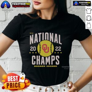 Vintage ladies tee celebrating the 2022 Oklahoma Softball National Champs with a stylish design and vibrant colors.