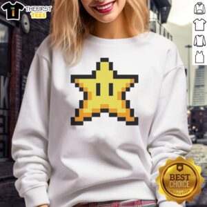 Pretty Super Star Power Super Mario World sweatshirt featuring vibrant graphics and cozy design for gamers.