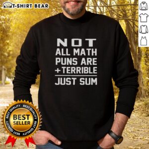 Official 'Not All Math Puns Are Terrible, Just Sum' sweatshirt featuring a playful design for math lovers.