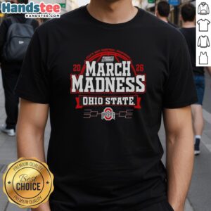 Official Ohio State Buckeyes March Madness 2026 Men's Basketball T-Shirt featuring team logo and vibrant design.