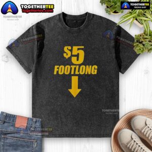 Official 5-Footlong Below Here Washed T-Shirt featuring a stylish design, perfect for casual wear and comfort.